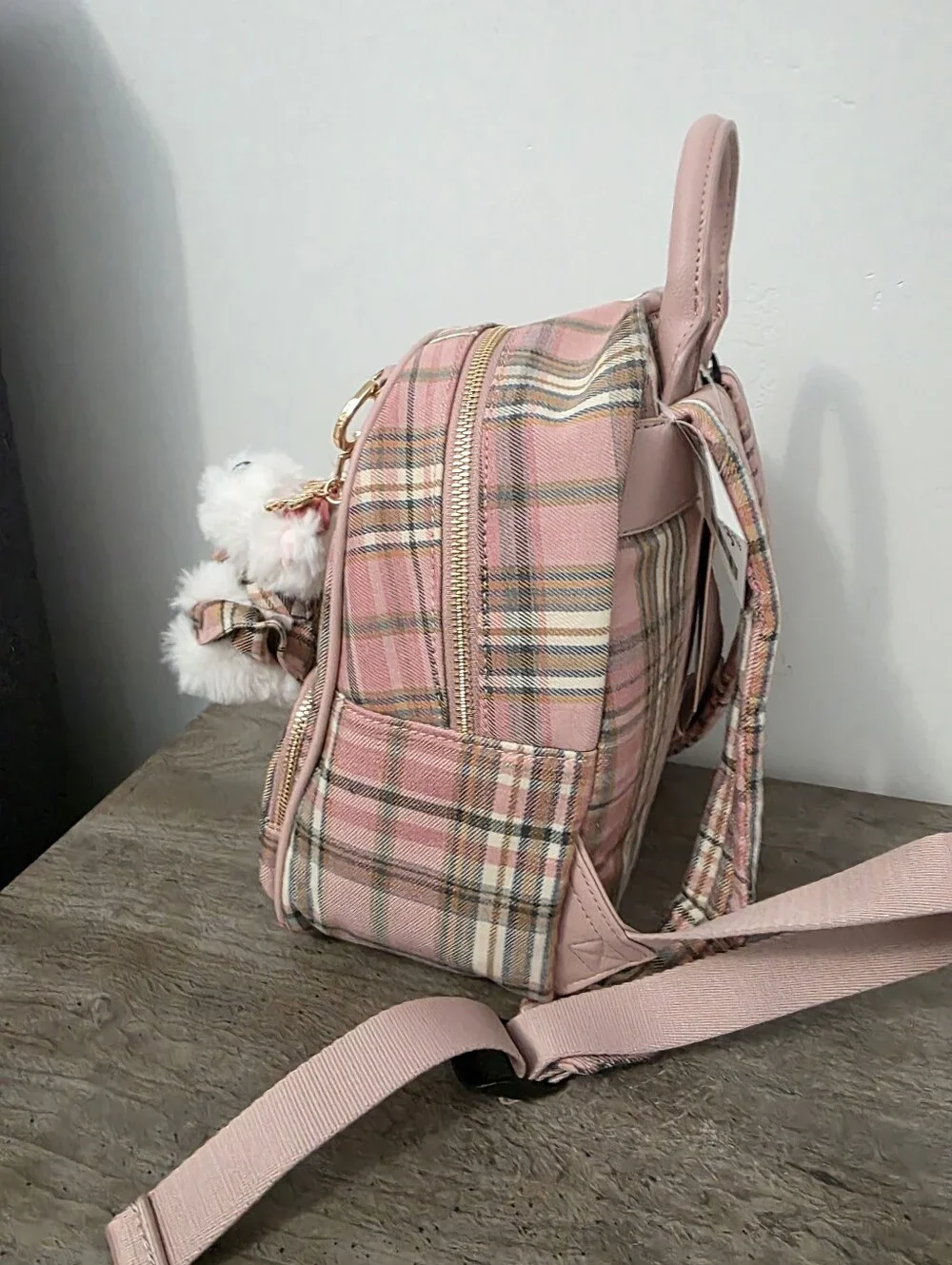 Juicy Couture Pink Plaid Backpack with Bear Charm New Viral TikTok